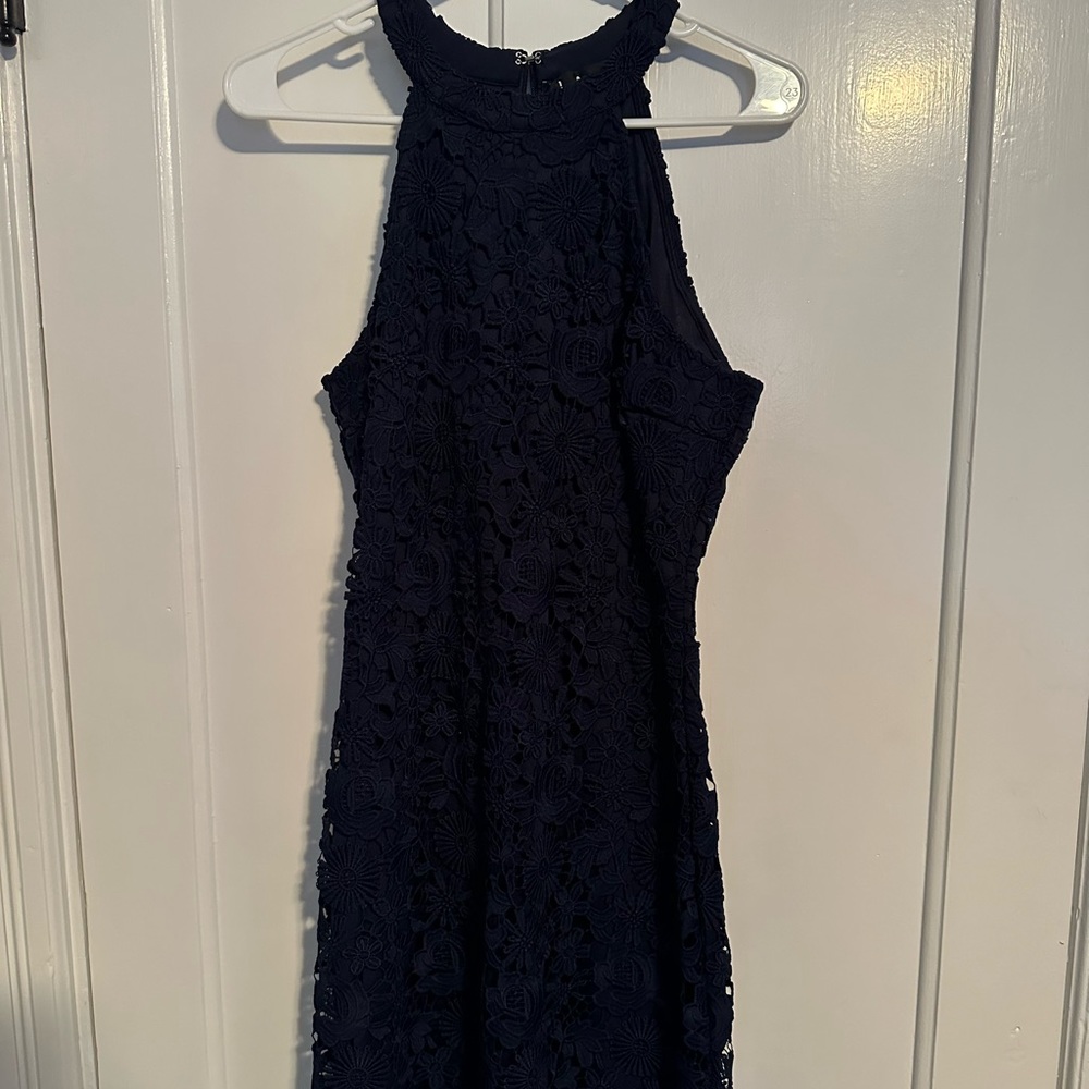 Navy Blue Lace Dress - Lulus - Large